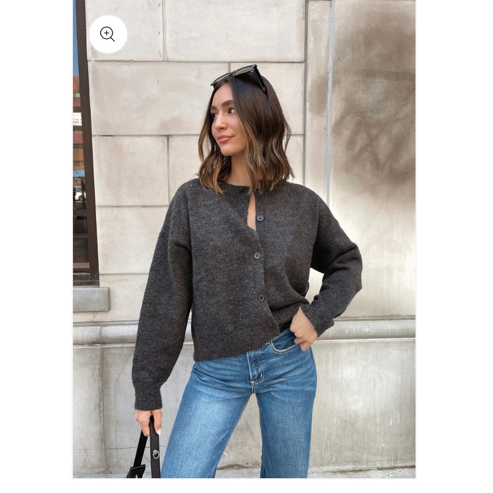 Le Lis 🩶Chic Oversized Sweater Cardigan with Buttons dark grey